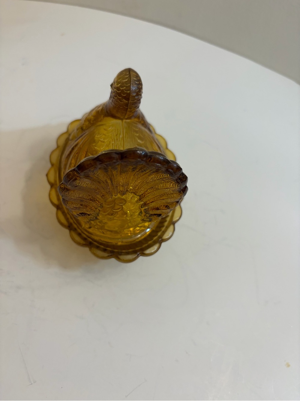Vintage amber glass turkey on nest dish - Picture 4 of 8